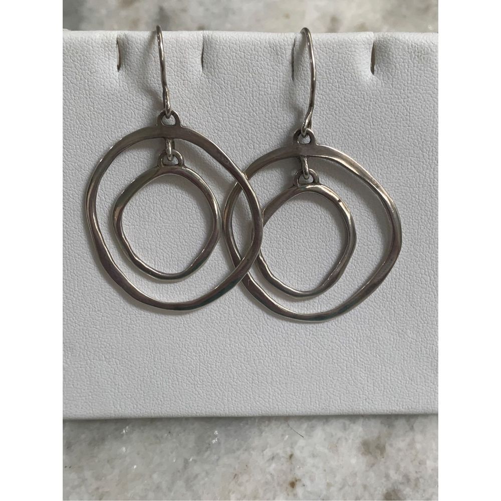 .925 Double Hoop Hammered Sterling Silver Earrings